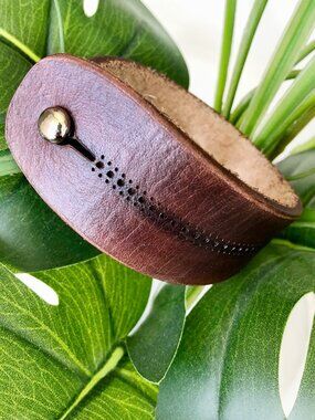 MishaGirl Handmade Brown Genuine Leather Bracelet for Men